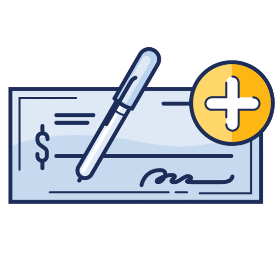 Blank check being filled out